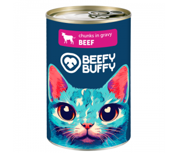 BEEFY BUFFY хапки в сос с говеждо за котки, 415 г